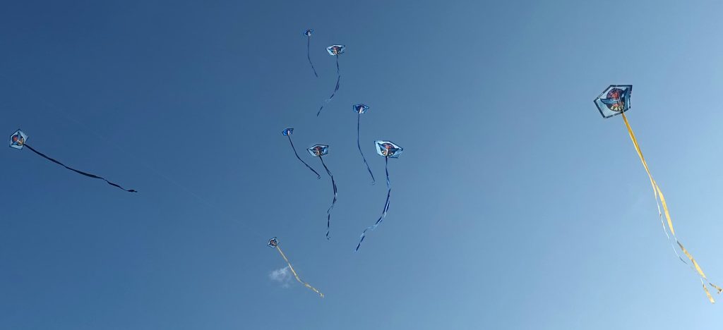 Cometas publicitarias en vuelo